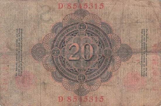20 Mark 1909 ro.37 S/D